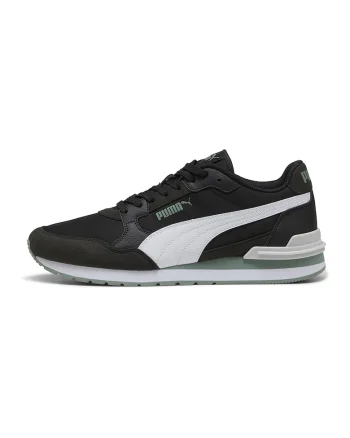 Pantofi sport ST Runner v4 NL din material textil cu insertii de piele ecologica, Negru stins/Verde pal