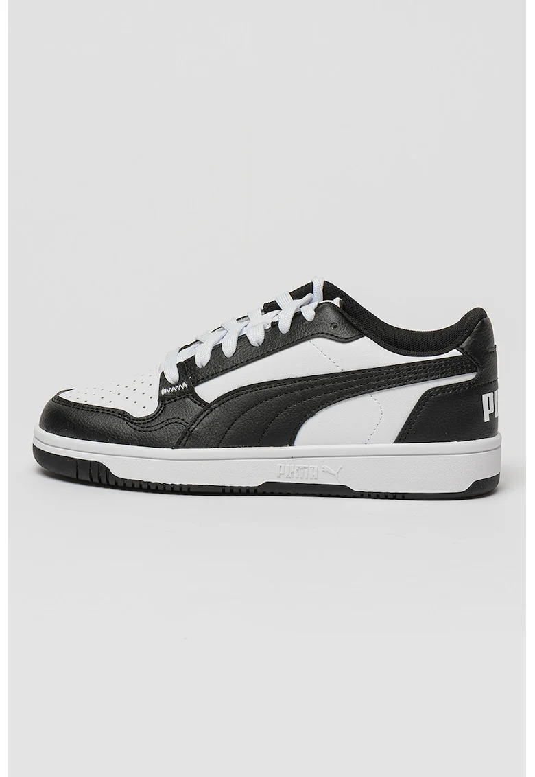 Pantofi sport de piele ecologica Reb-L Jr, Negru/Alb optic