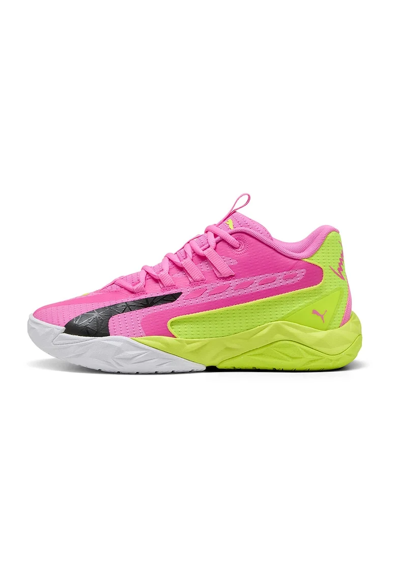 Pantofi Dagger 2 mid-high cu design colorblock pentru baschet, Turcoaz/Roz deschis/Verde lime
