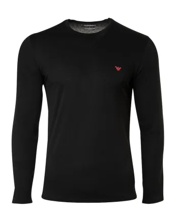 Bluza din bumbac cu decolteu la baza gatului, Negru