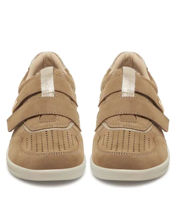 Pantofi sport dama,  bej, sintetic, inchidere velcro,
