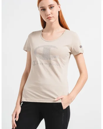 Tricou cu imprimeu logo, Maro taupe deschis