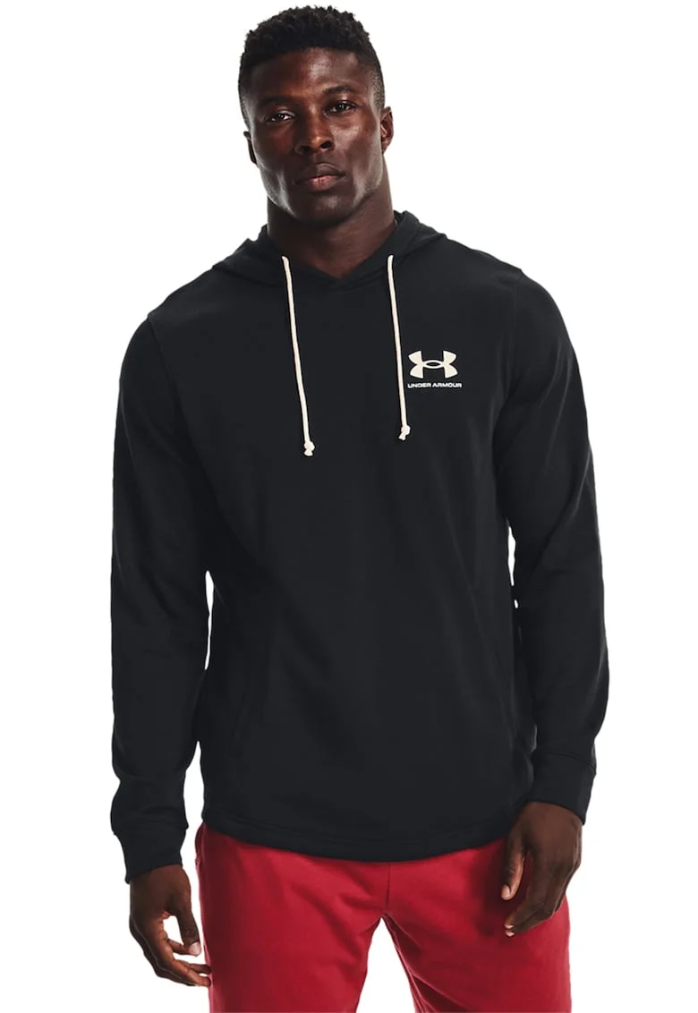 Hanorac din terry pentru fitness Rival, Alb/Negru