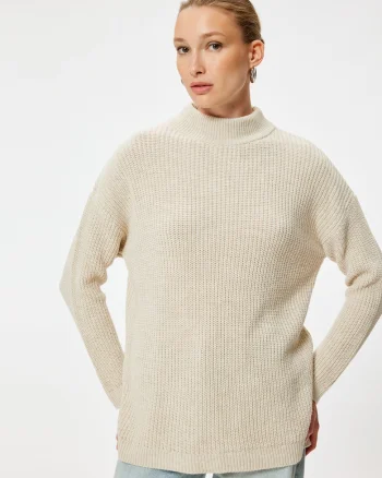 Pulover supradimensionat din tricot, Bej