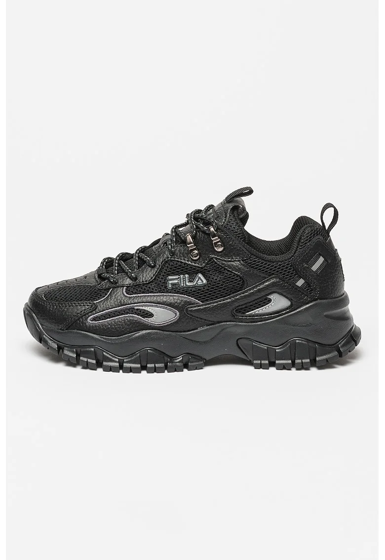Pantofi sport cu segmente de piele Ray Tracer, Negru/Argintiu
