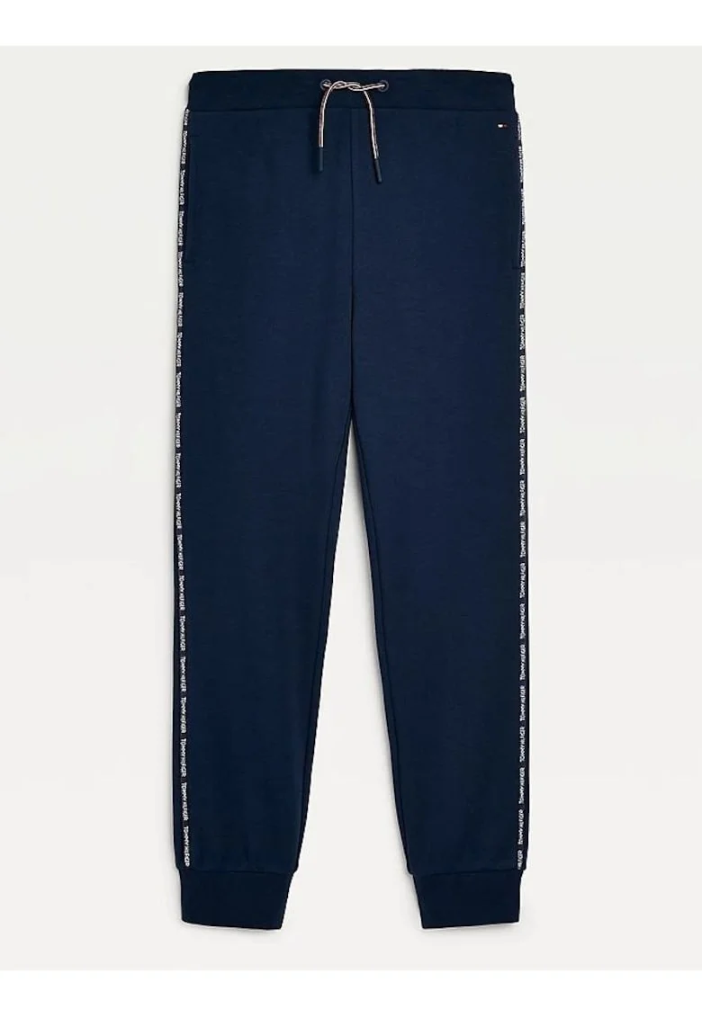Pantaloni de trening cu garnituri cu logo imprimat
