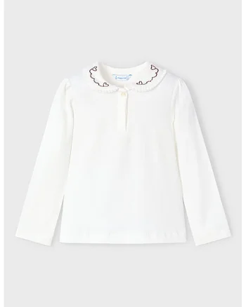 Bluza cu guler Peter Pan, Alb