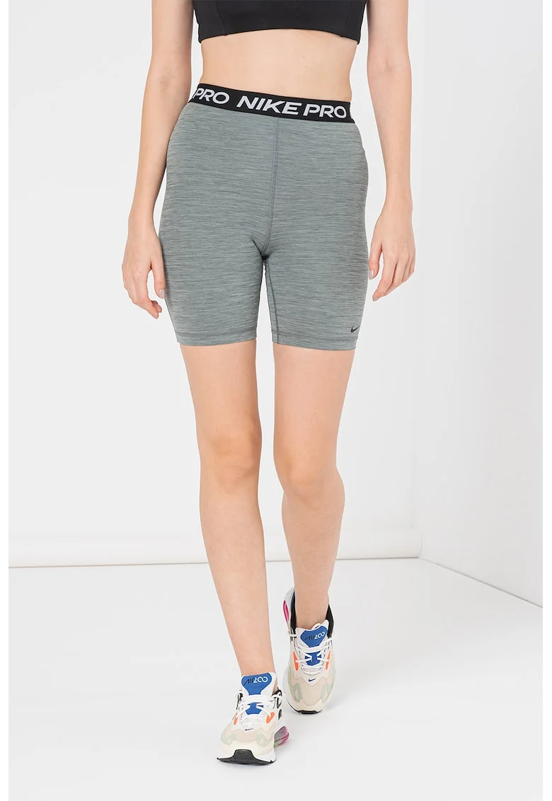 Colanti scurti cu tehnologie Dri-Fit si logo pentru fitness Pro 365, Gri melange