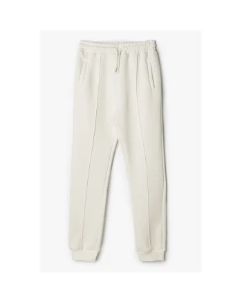 Pantaloni de trening cu snur de ajustare si model uni si snur de ajustare, Alb