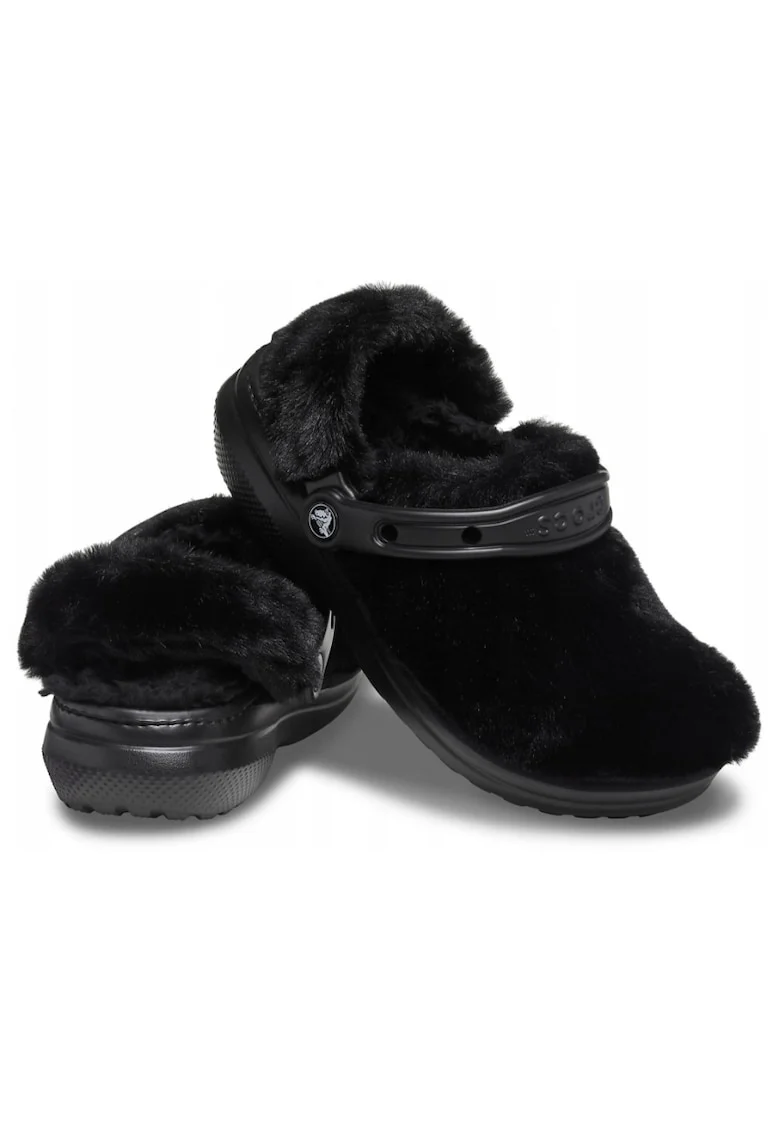 Saboti dama Classic Fur,  Spuma Croslite, Negru