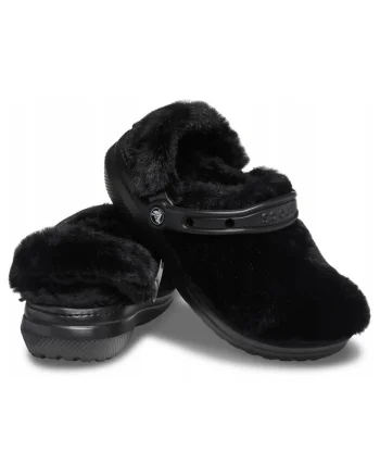 Saboti dama Classic Fur,  Spuma Croslite, Negru