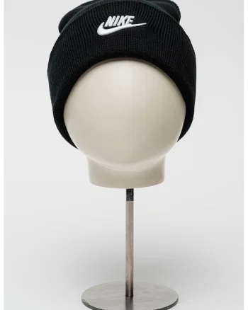 Caciula unisex cu logo brodat Peak, Alb/Negru