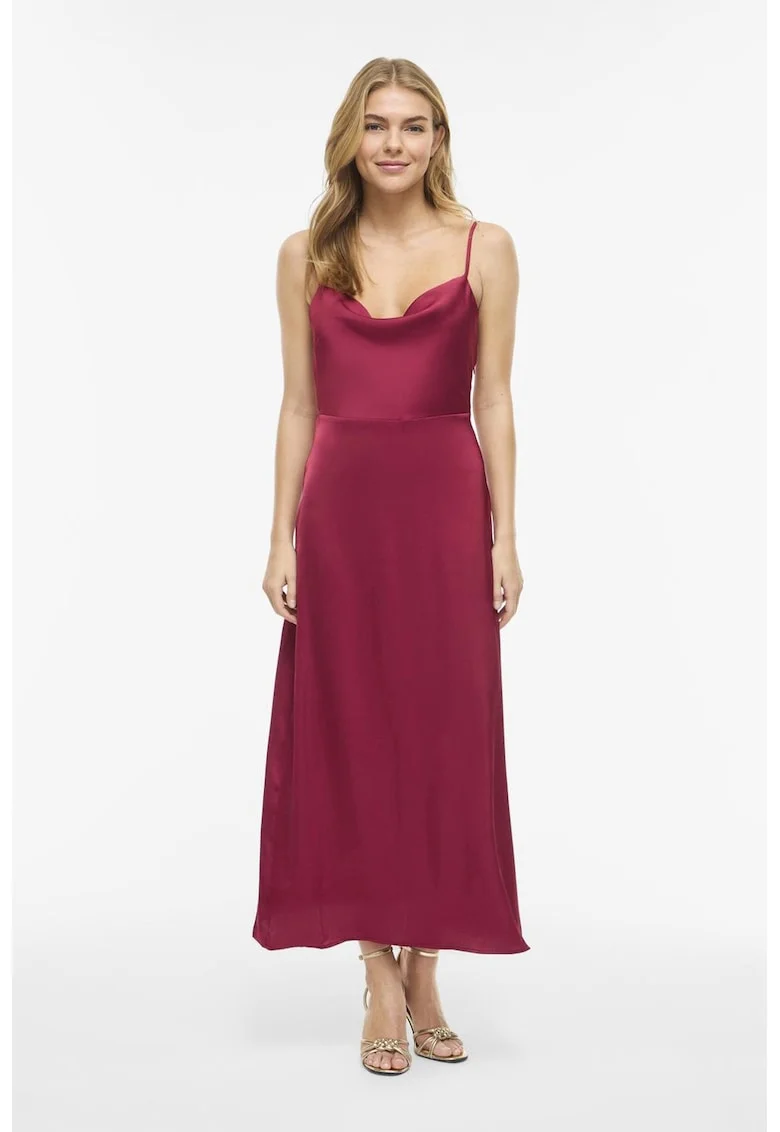 Rochie-furou cu aspect de satin, Roz zmeuriu