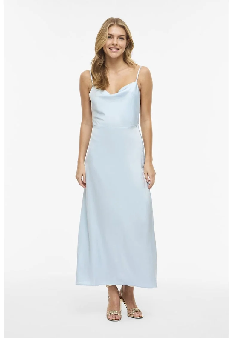 Rochie-furou cu aspect de satin, Albastru pastel