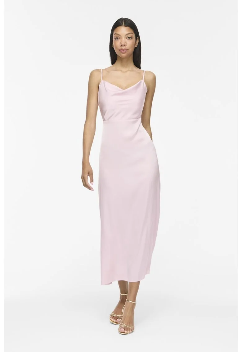 Rochie-furou cu aspect de satin, Roz deschis