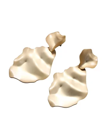 Cercei aurii, cu clips, textura sifonata, Ireen C5,