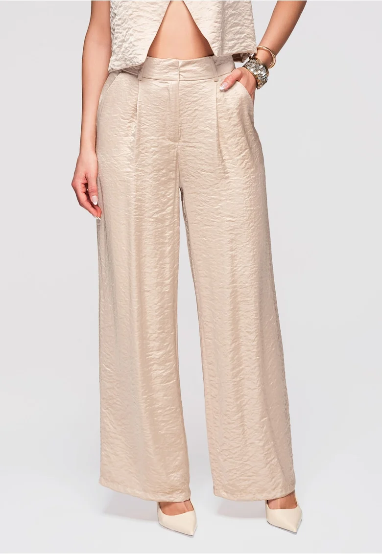 Pantaloni cu croi larg  OW-PA-E0002, Bej sampanie