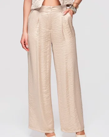 Pantaloni cu croi larg  OW-PA-E0002, Bej sampanie