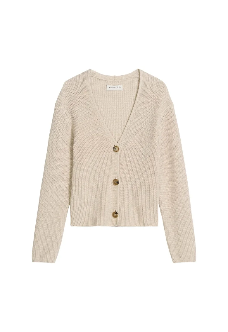 Cardigan tricotat cu decolteu in V, Bej