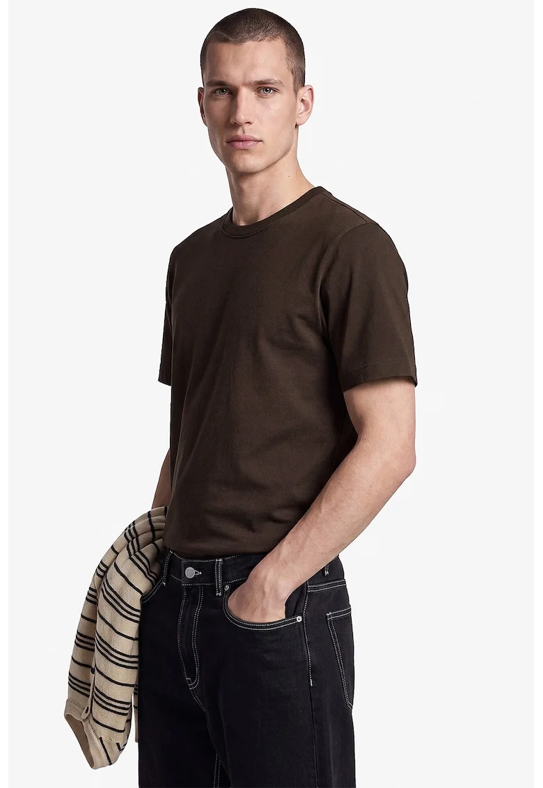 Tricou regular fit din bumbac cu model uni