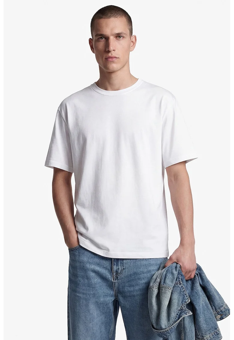 Tricou regular fit din bumbac cu model uni