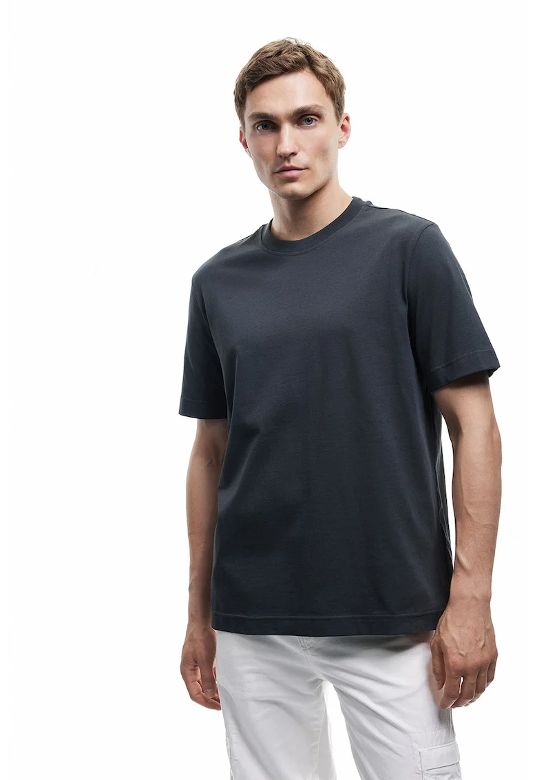 Tricou regular fit din bumbac cu model uni