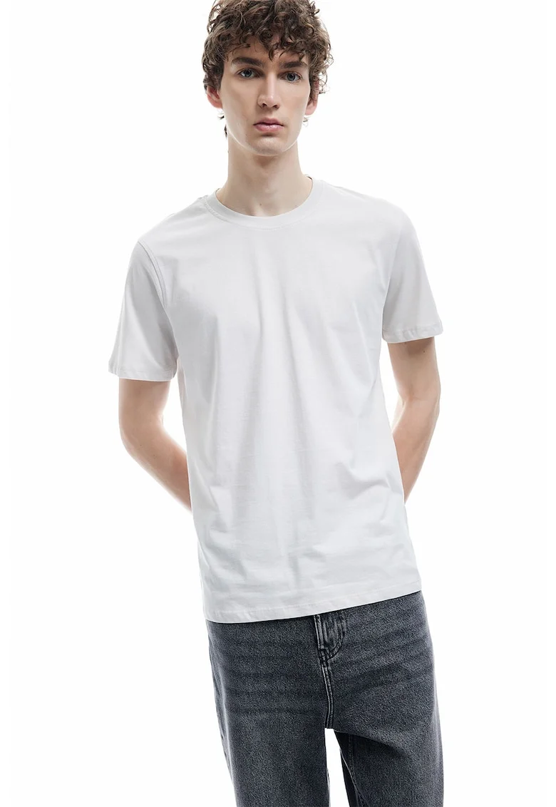 Tricou regular fit din bumbac cu model uni
