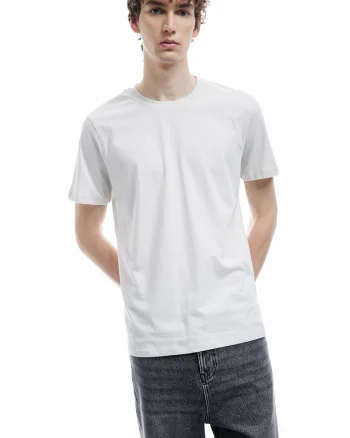 Tricou regular fit din bumbac cu model uni