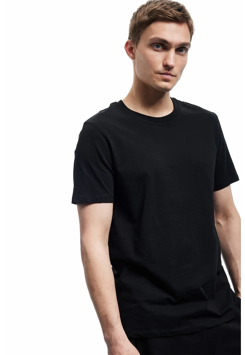 Tricou regular fit din bumbac cu model uni