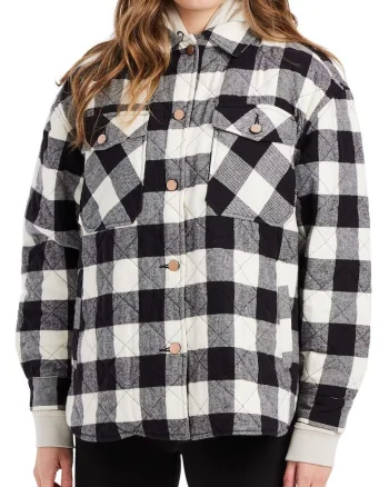 Jacheta-camasa din bumbac, cu imprimeu gingham,