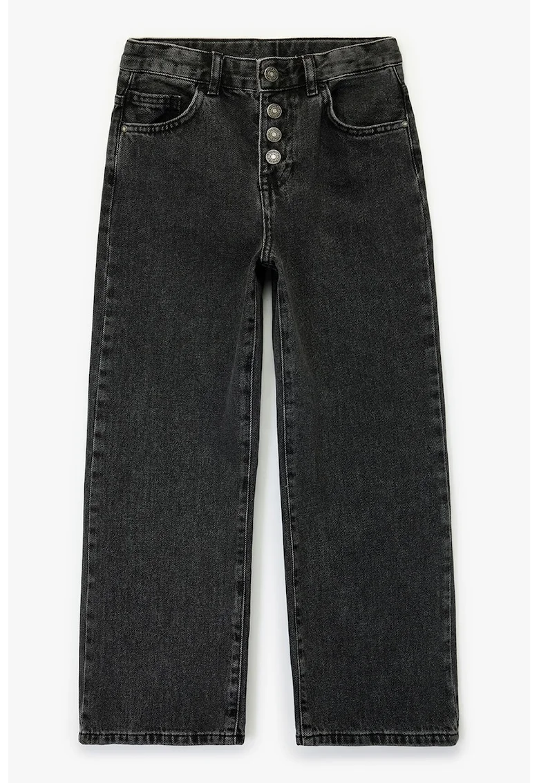 Blugi relaxed fit cu nasturi, Negru carbon