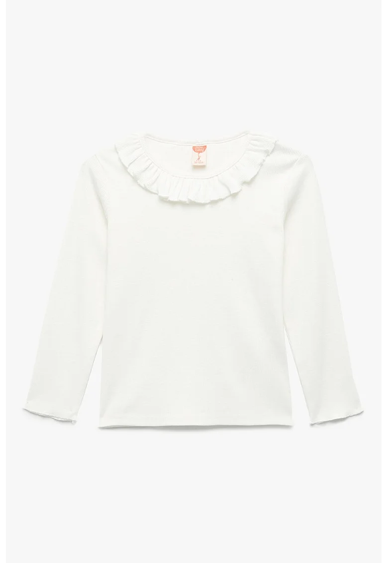 Bluza cu guler cu volane, Alb