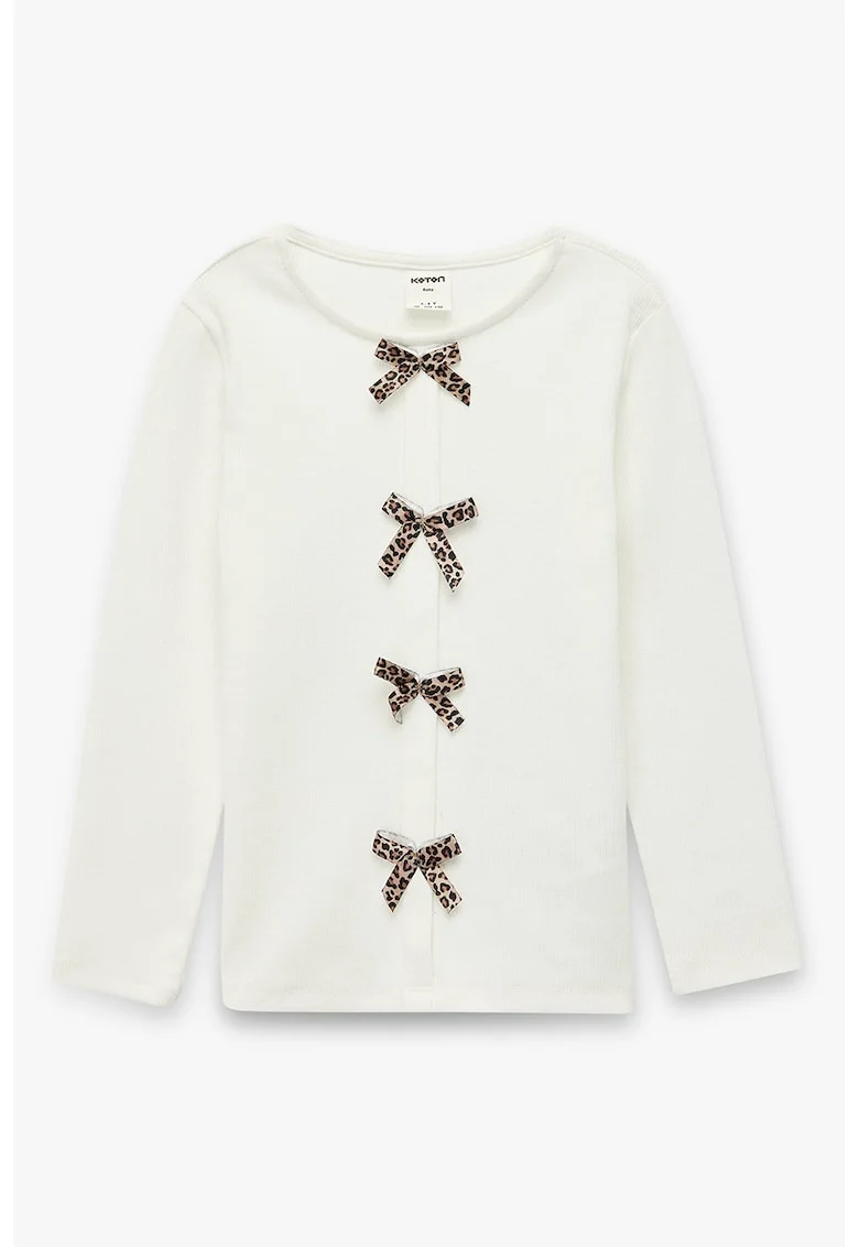 Bluza cu funde, Alb fildes