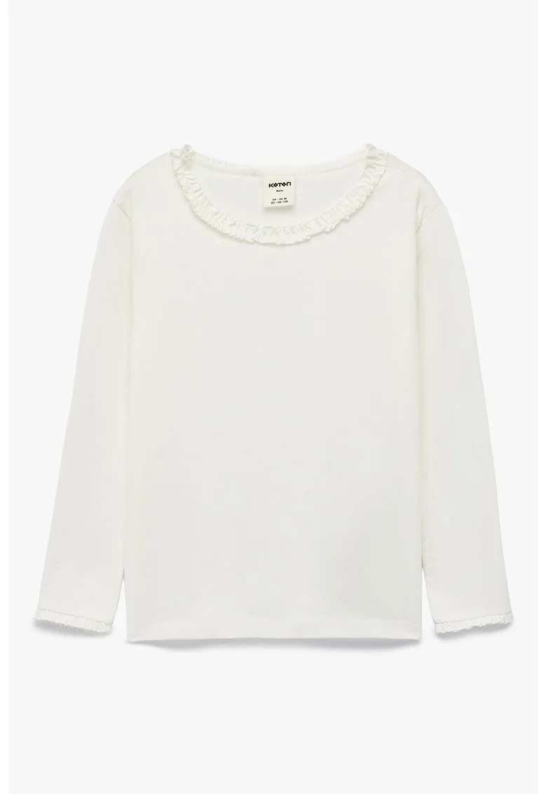 Bluza cu volane, Alb fildes