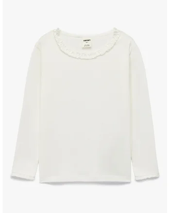 Bluza cu volane, Alb fildes