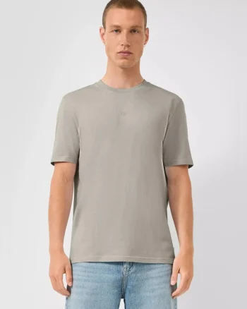 Tricou cu decolteu la baza gatului si logo discret, Bej