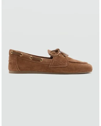 Pantofi de piele intoarsa cu sireturi, Maro