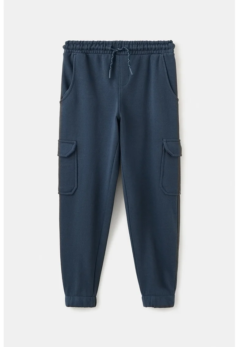 Pantaloni relaxed fit de trening din bumbac cu model uni, Albastru ultramarin