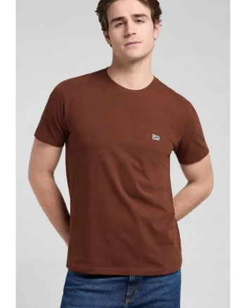 Tricou barbati,  Short Sleeve Patch Logo Tee, regular fit, maro, 100% bumbac,