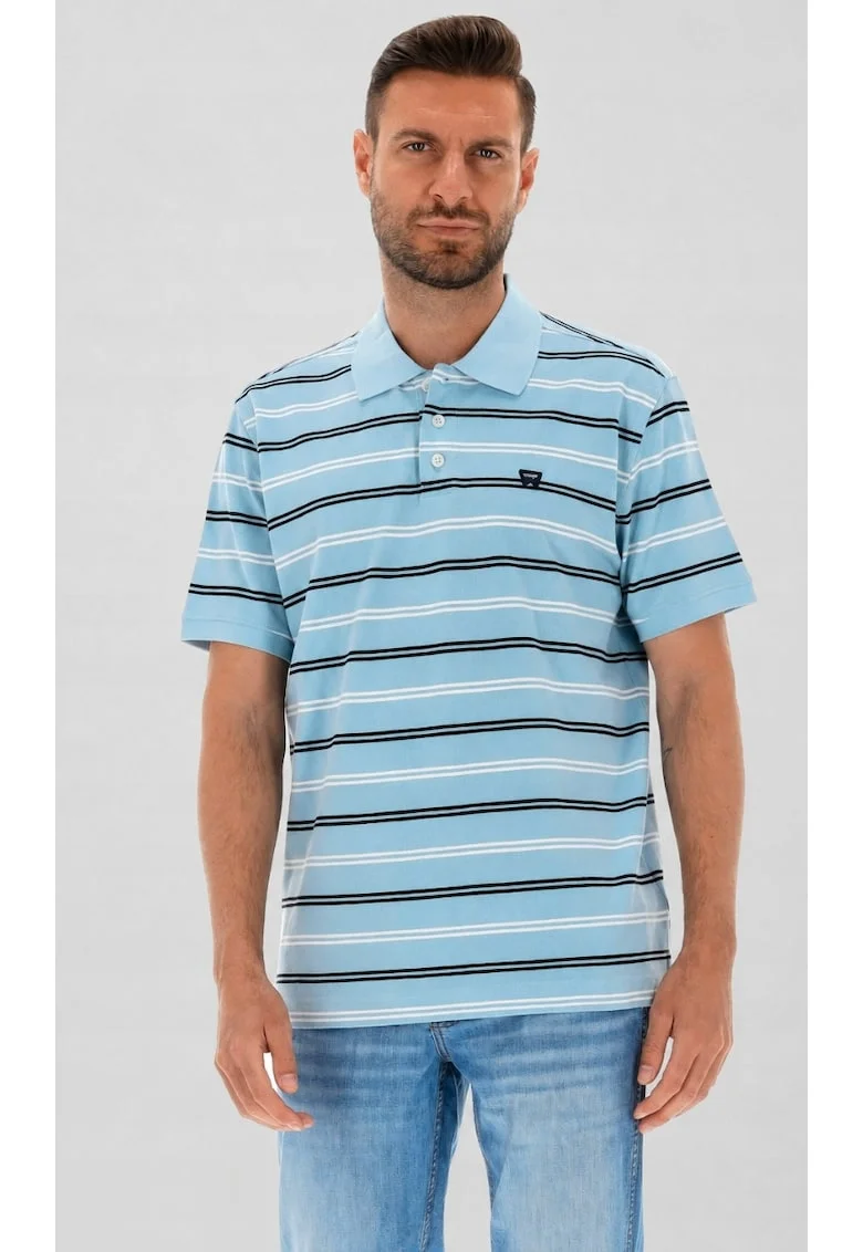 Tricou barbati,  camasa polo cu dungi, albastru, bumbac