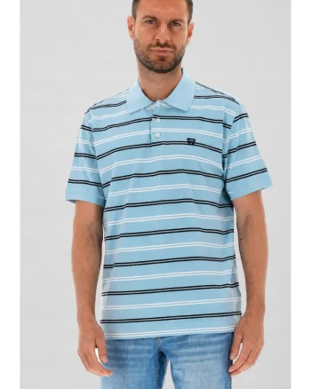 Tricou barbati,  camasa polo cu dungi, albastru, bumbac