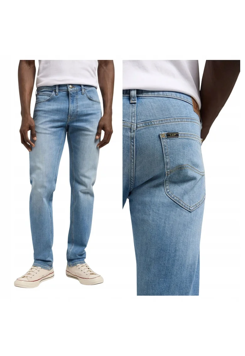 Blugi Barbati,  Daren Zip Fly, Straight Fit, Talie Medie, Fermoar, Lungi, 5 Buzunare, Bumbac, Albastru, Albastru