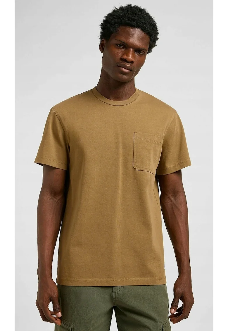Tricou barbati  WW Pocket Tee, supradimensionat, scurt, maro, bumbac