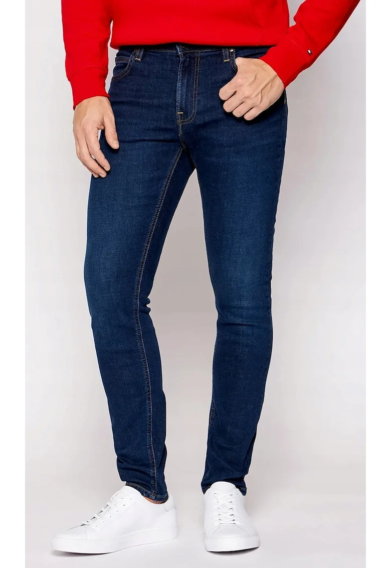 Blugi barbati  model Skinny, culoare albastru, bumbac, talie medie