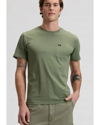 Tricou barbati  verde, bumbac, maneca scurta, buzunar