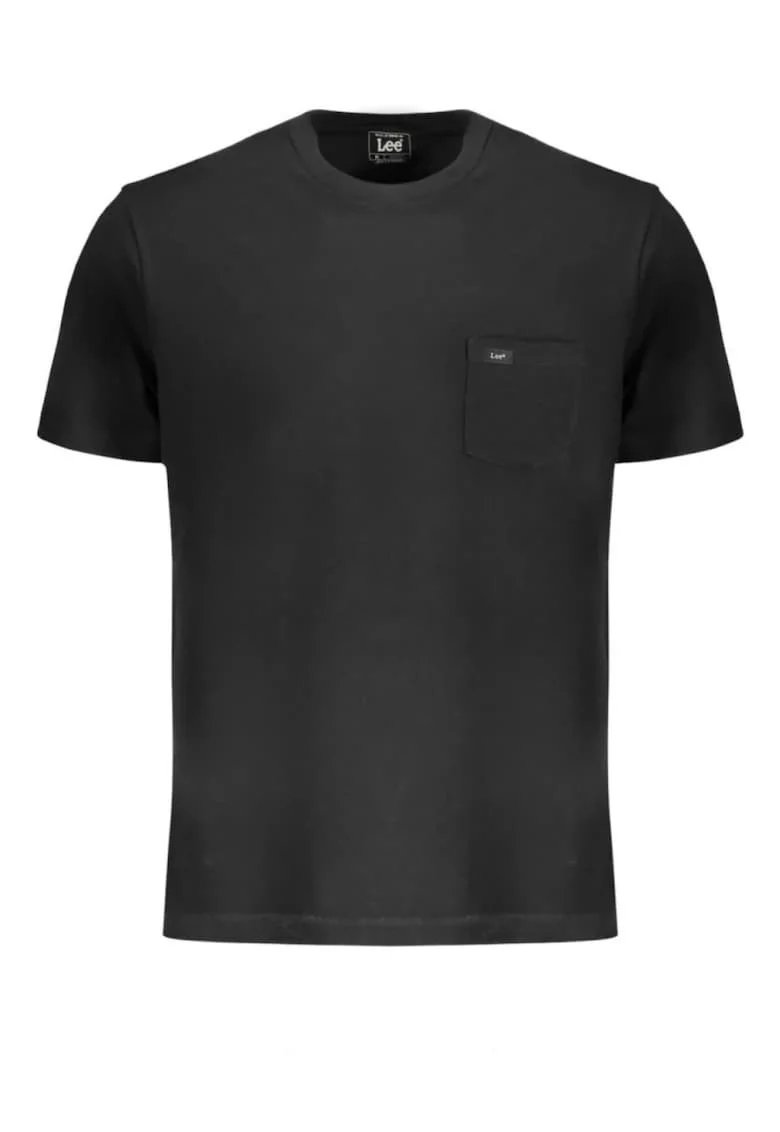 Tricou barbati cu buzunar si decolteu la baza gatului, Negru, Negru