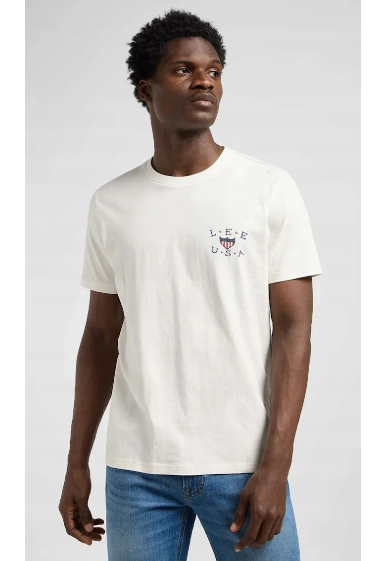 Tricou  Essential Graphic, bumbac, alb, maneca scurta, croiala regular fit