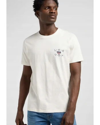 Tricou  Essential Graphic, bumbac, alb, maneca scurta, croiala regular fit