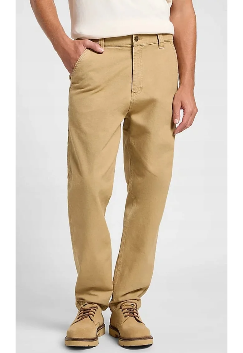 Pantaloni barbati,  Oscar, croiala relaxata, culoare maro, bumbac