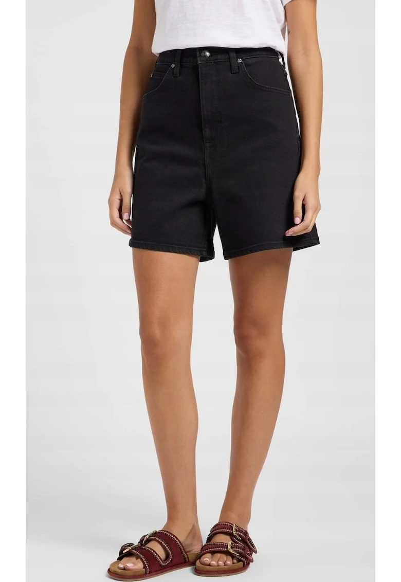 Pantaloni scurti dama,  Stella Short, talie inalta, croiala larga, negru, bumbac